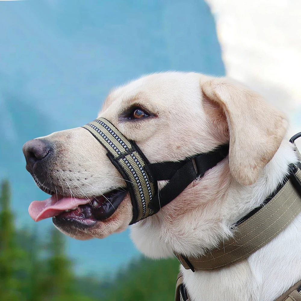 Reflective Tactical Muzzles for Medium Large Dogs Weimaraner Labrador Type 7 Semi Closed Pet Mouth Cover Big Dog Accessories