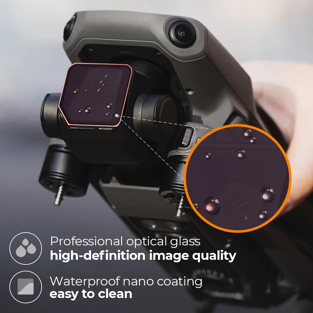 K&F Concept ND64 ND128 ND256 ND512 4pcs Filter Kits for DJI Mavic 3 with 28 Layers of Nano-Coating Anti-reflection Green Film