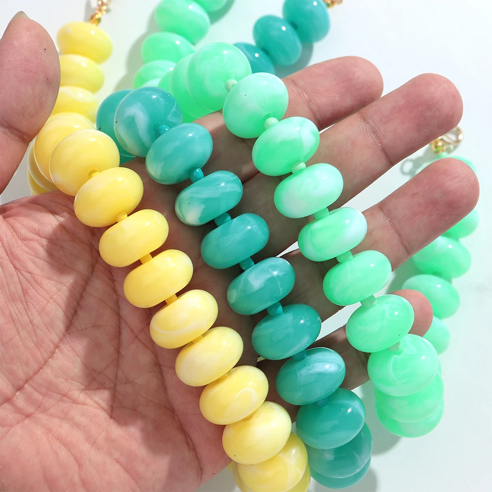Vintage Bunte Chunky Perlenkette aus Harz, Dopamin-Acryl-Choker, Y2K Boho Statement Schlüsselbeinkette, Urlaubsschmuck Geschenk – Detail 6