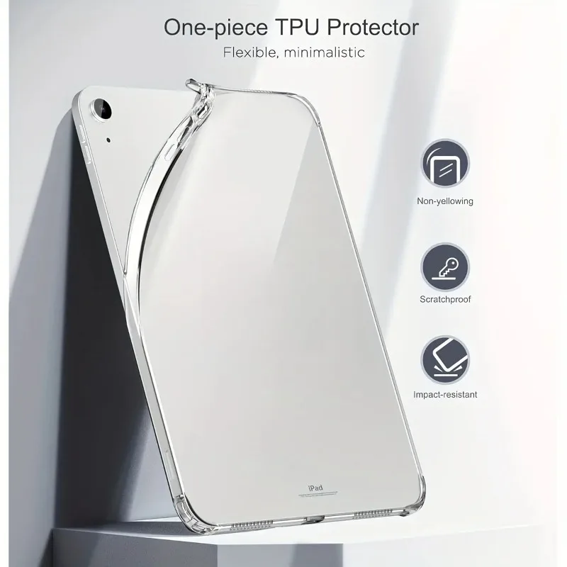 Clear Case for iPad 7/8/9/10/11th Generation iPad Air 4/5/6/7, Lightweight Soft TPU, Anti-Scratch Ultra Slim Protective