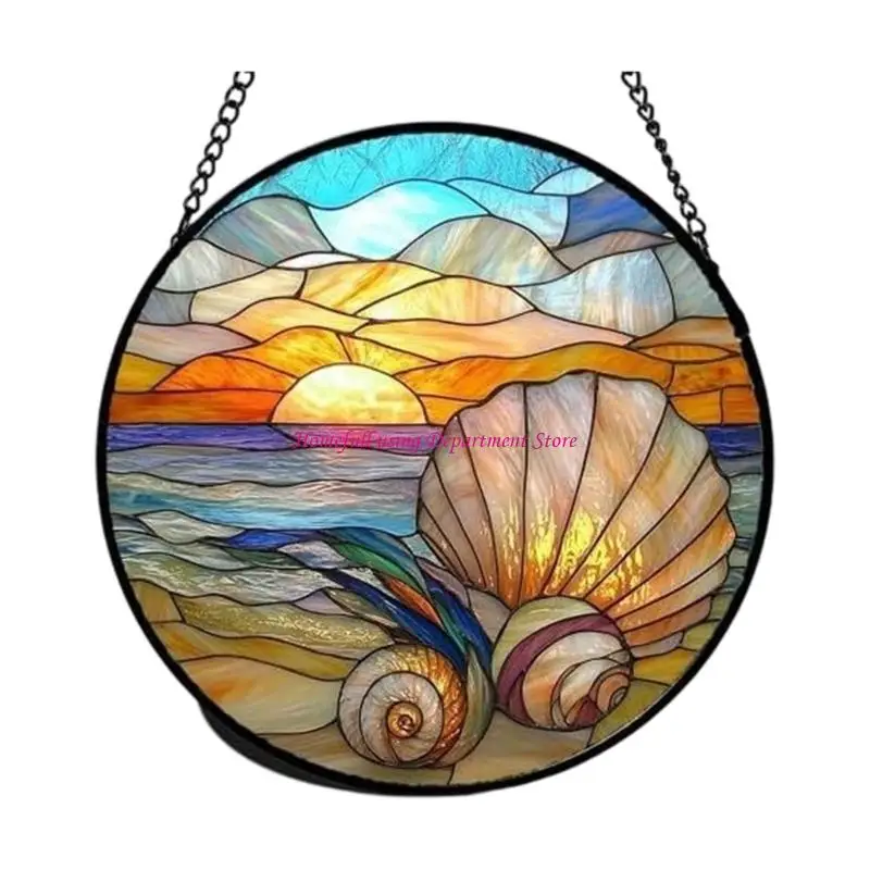 Colorful Acrylic Light Catchers Stained Glass Landscape Suncatchers Ornament for Home Garden Decors and Window Hanging