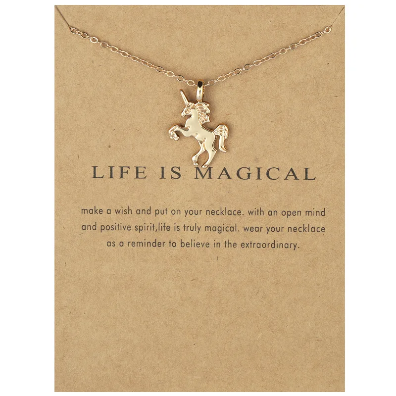 Cross border exclusive unicorn necklace ins alloy pony creative card in stock collarbone chain