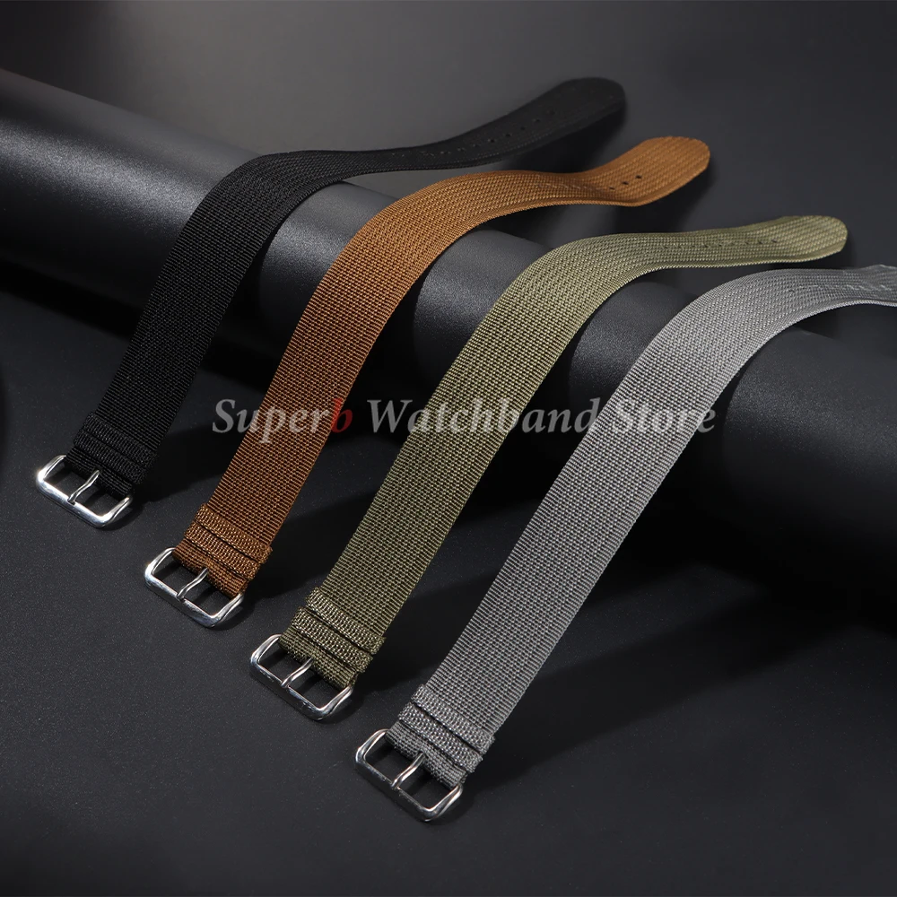 قسط مضلع النايلون حزام ساعة قماش الأشرطة استبدال حزام الساعات 20 مللي متر 22 مللي متر العسكرية الرياضة النايلون حزام (استيك) ساعة اكسسوارات