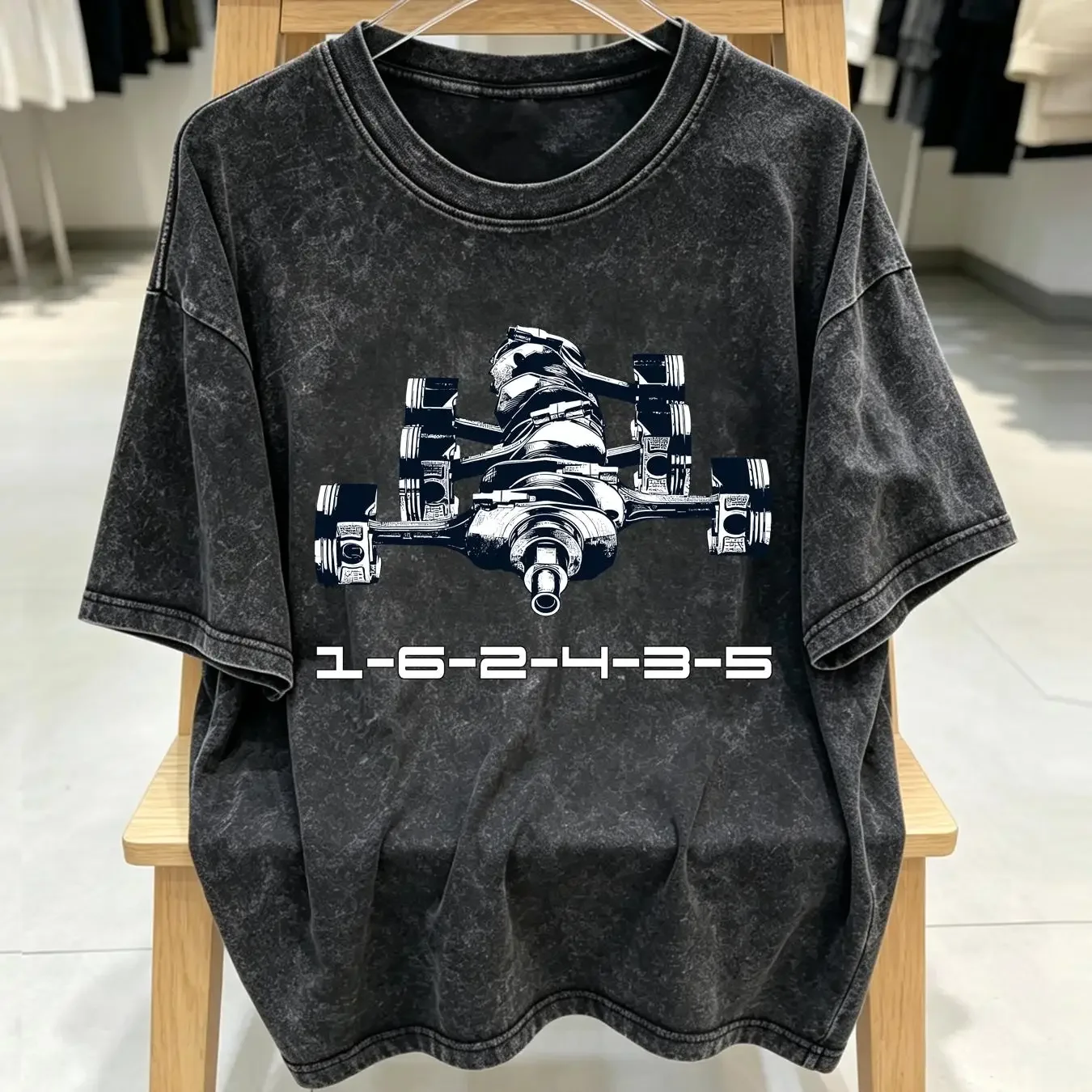 washed T Shirt German Boxer Flat Six Engine 1 6 2 4 3 5 Cylinder Firing Order vintage Washed Stretched Soft Casual Slightly
