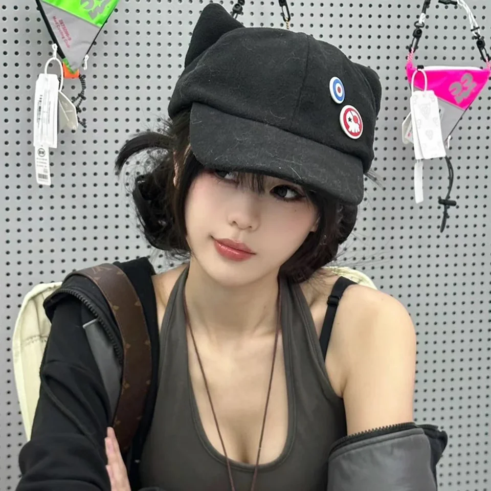 Japanese Shikinami Asuka Rangure Cat Ear EVA Hat Girls Cute Cap