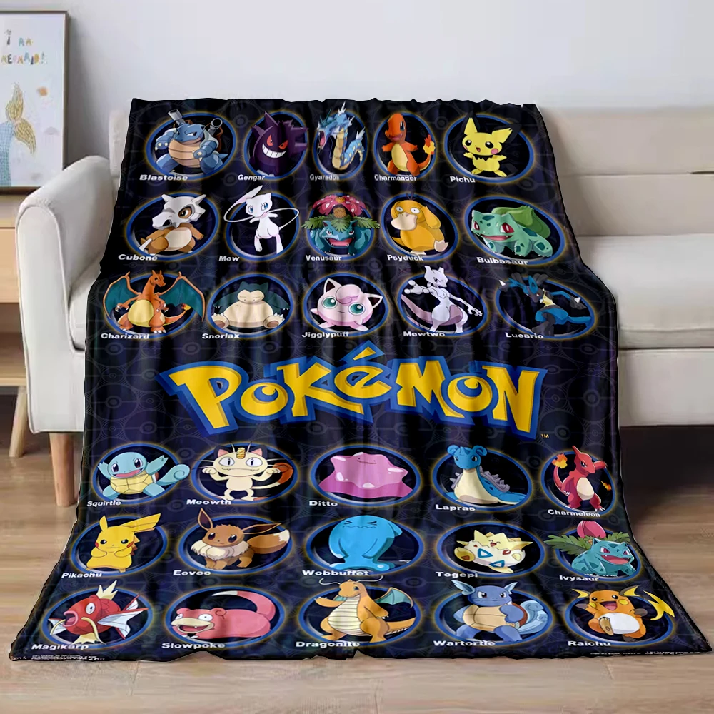 

Pokemon Cartoon Anime Flannel Blanket Pikachu Figures Home Sofa Lunch Break Children Blankets Travel Beds Sheet Decor Kids Gift