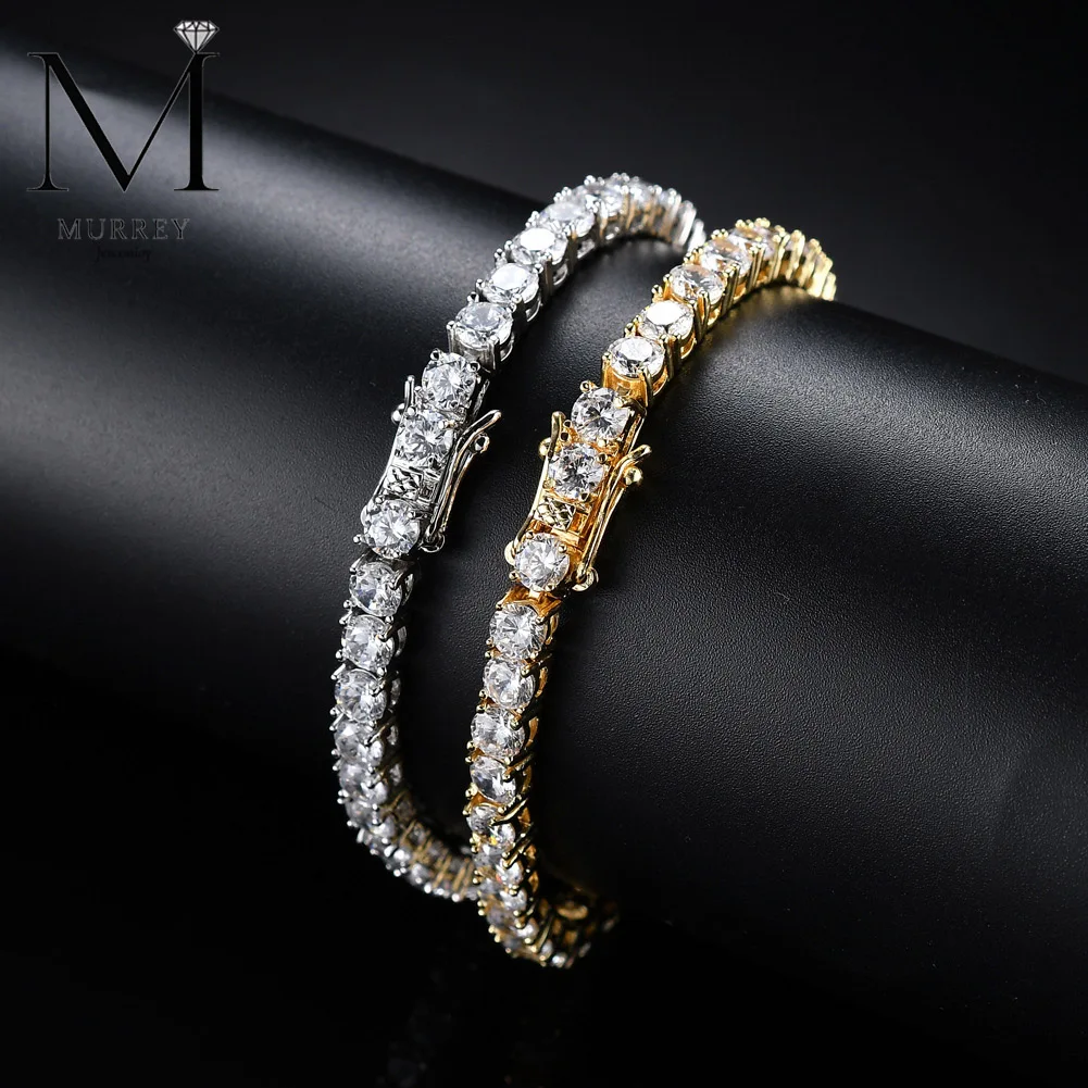 

1PCS Gold Plated High Qulaity Brass AAA Cubic Zirconia Tennis Bracelet For Women Stainless Colorfast Bracelet Hip hop Jewelry