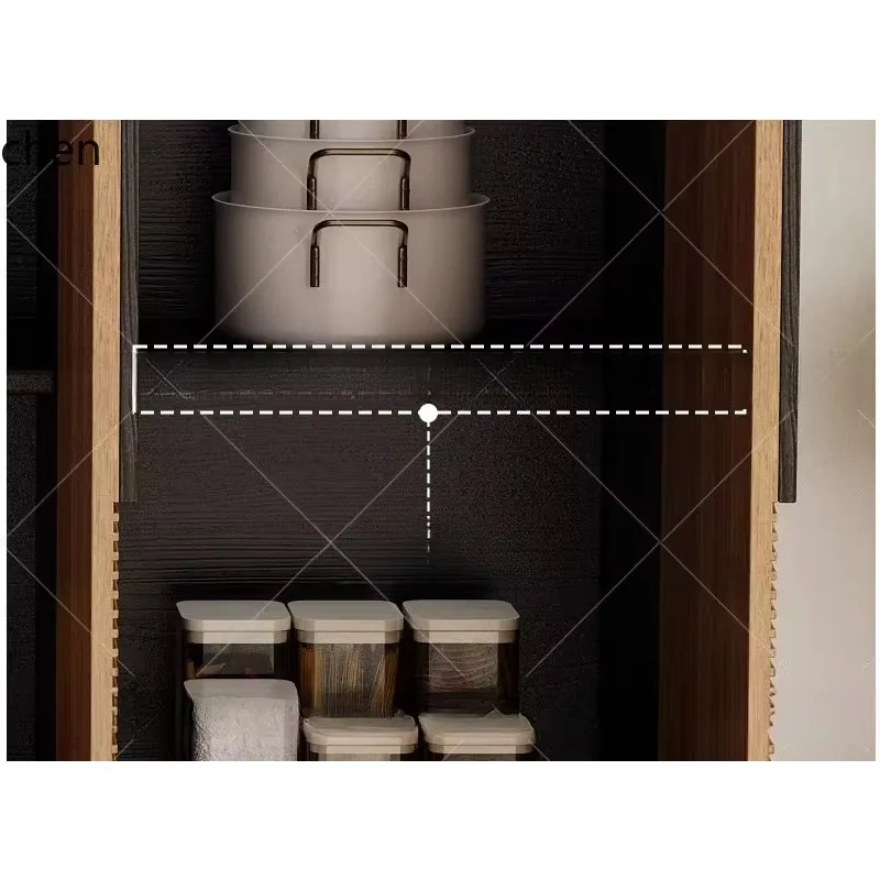 HYS Solid Wood Sideboard  Wall-Mounted Integrated Storage Cabinet   Home Vintage Style High-End Tea Cabinet