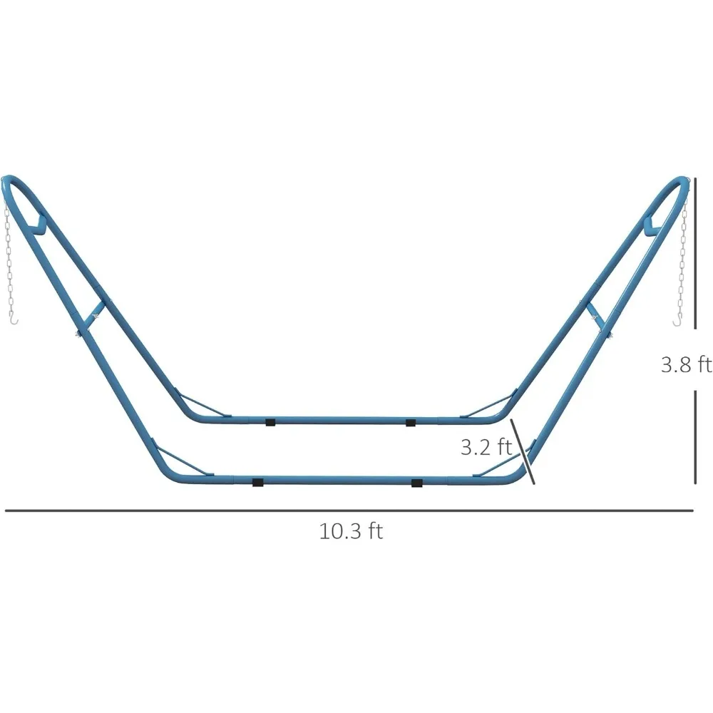 Portátil ajustável Steel Frame Hammock, 2 Pessoa Stand, Resistente às intempéries Finish,9-14ft Redes, 10.3 ', 550 lbs