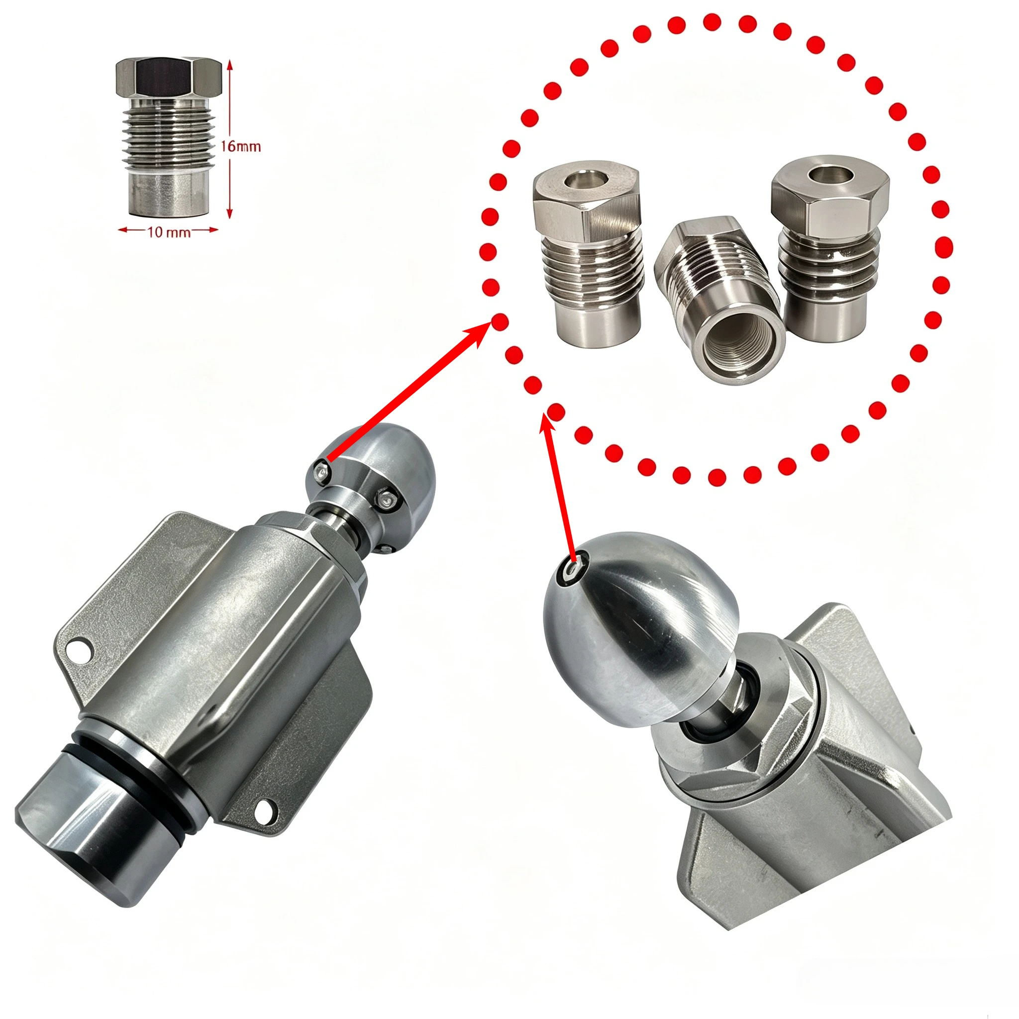 10Pcs M10 * 1.5 Male Thread High-pressure Ceramic Nozzle Core Outlet Replacement Nozzle Ceramic Core for Rotating Nozzles