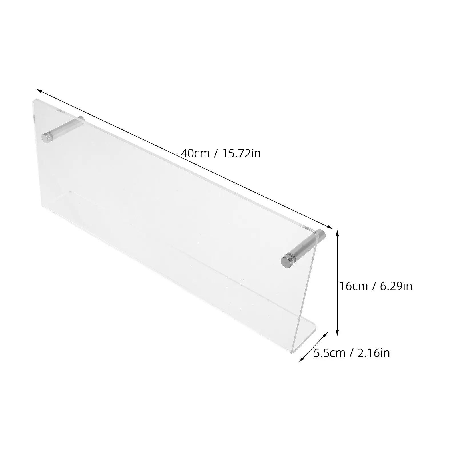 White Floating Wall Shelf Acrylic No Drill Break Resistant Display Rack Storage Organizer for Bedroom Living Room Office