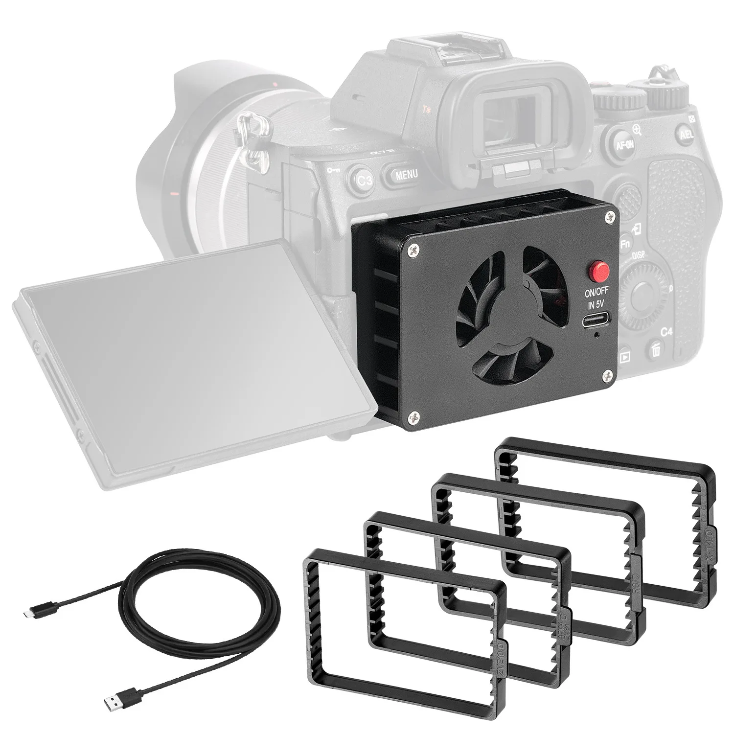 

FOMITO Camera Cooling Fan with Magnetic Case Video Shooting Accessories for Sony A7M4/A7cII/A7c/A7S3/ZV-1/ZV-10/ZVE1/A6700/FX30