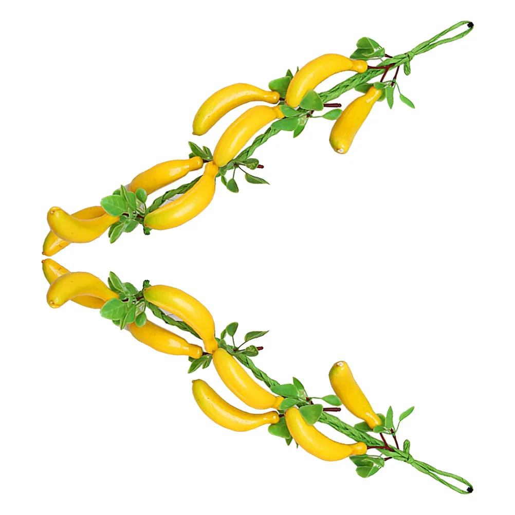 

2 Pcs Fake Banana Hanging Decorations Decorative Pendant Garlands Green Pu Craft