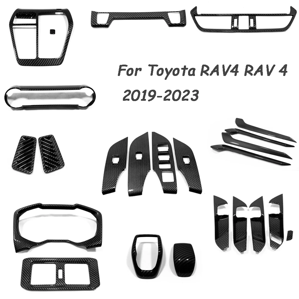 Carbon For Toyota RAV4 RAV 4 2019-2023 LHD Car Interior Accessories Console Instrument Gear Shift Panel Window Switch Cover Trim