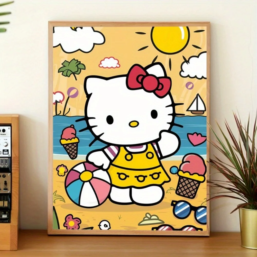 Full Square Diamond,No FrameComplete Diamond Painting Set Featuring Hello Kitty, Ideal For Home Decor And For Family Events, S
