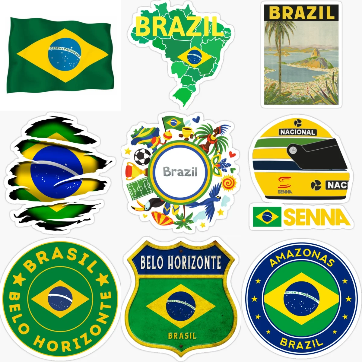 

BR Brazil Flag Map Emblem PVC Creative Car Stickers for Car Bicycle Window Helmet Wall Fridge Decoration Customizable Size