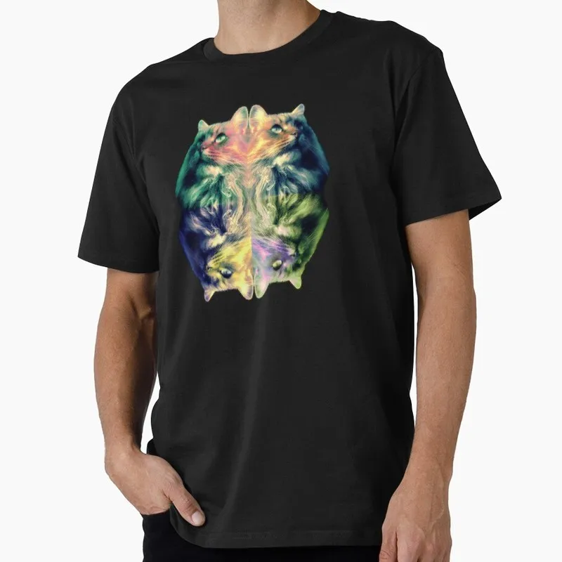 Coloured Cat Funny Gift T-shirt Men's Short Sleeve Graphic Clothes 100% Cotton Printed Unisex Tee All Size Tops S-6XL