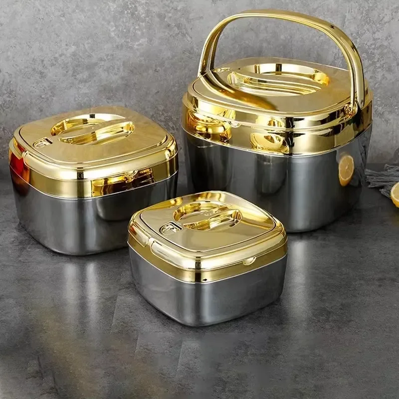 3Pcs Stainless Steel Insulation Pot Double Heat Casserole Food Warm Pot Set Food Storage and Container