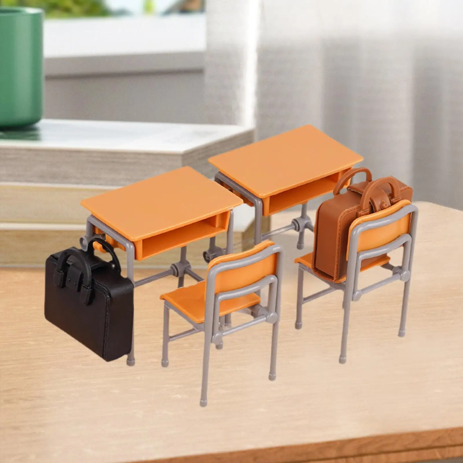 Maison de poupée salle de classe chaise de bureau modèle 1:12 garçons filles semblant jouet ornements cadeau cartable modèle maison de poupée décor pour bricolage décor