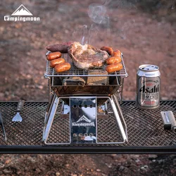 CAMPINGMOON Outdoor Barbecue Grill for Couples to Barbecue 1-2 People, Family Wooden Charcoal Small Camping Gril, X-MINI