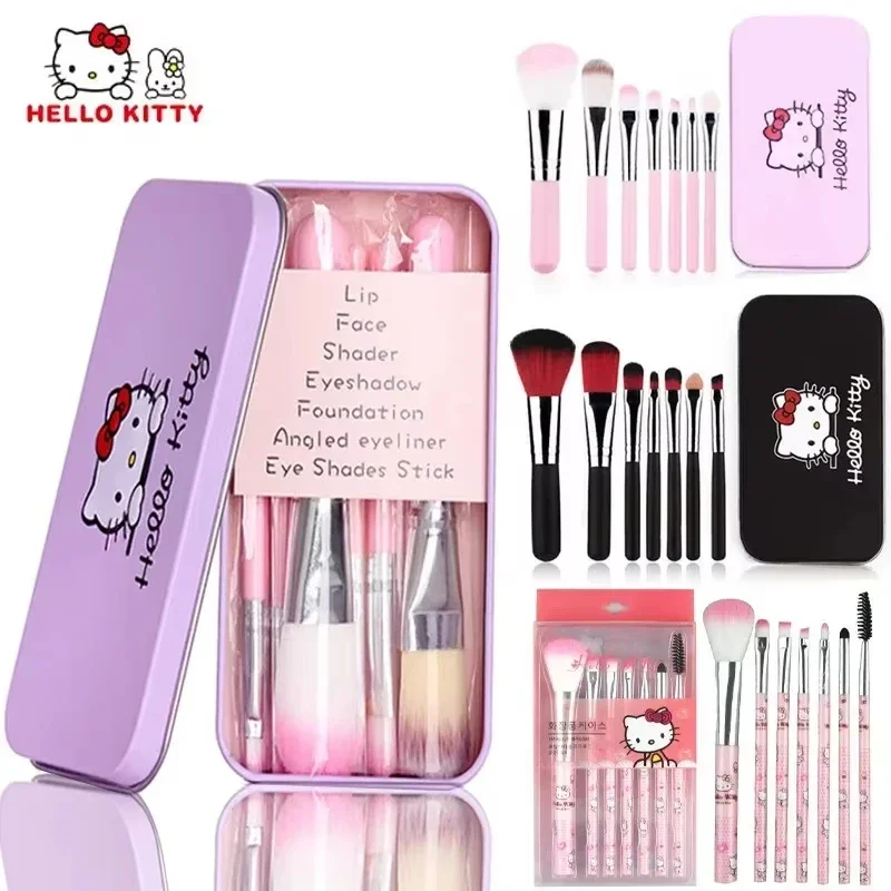 7pcs/set Sanrios Makeup Brush HelloKitty Anime Cartoon Nose Shadow Eyeshadow Eyebrow Lip Cosmetic Beauty Tools Children's Toys