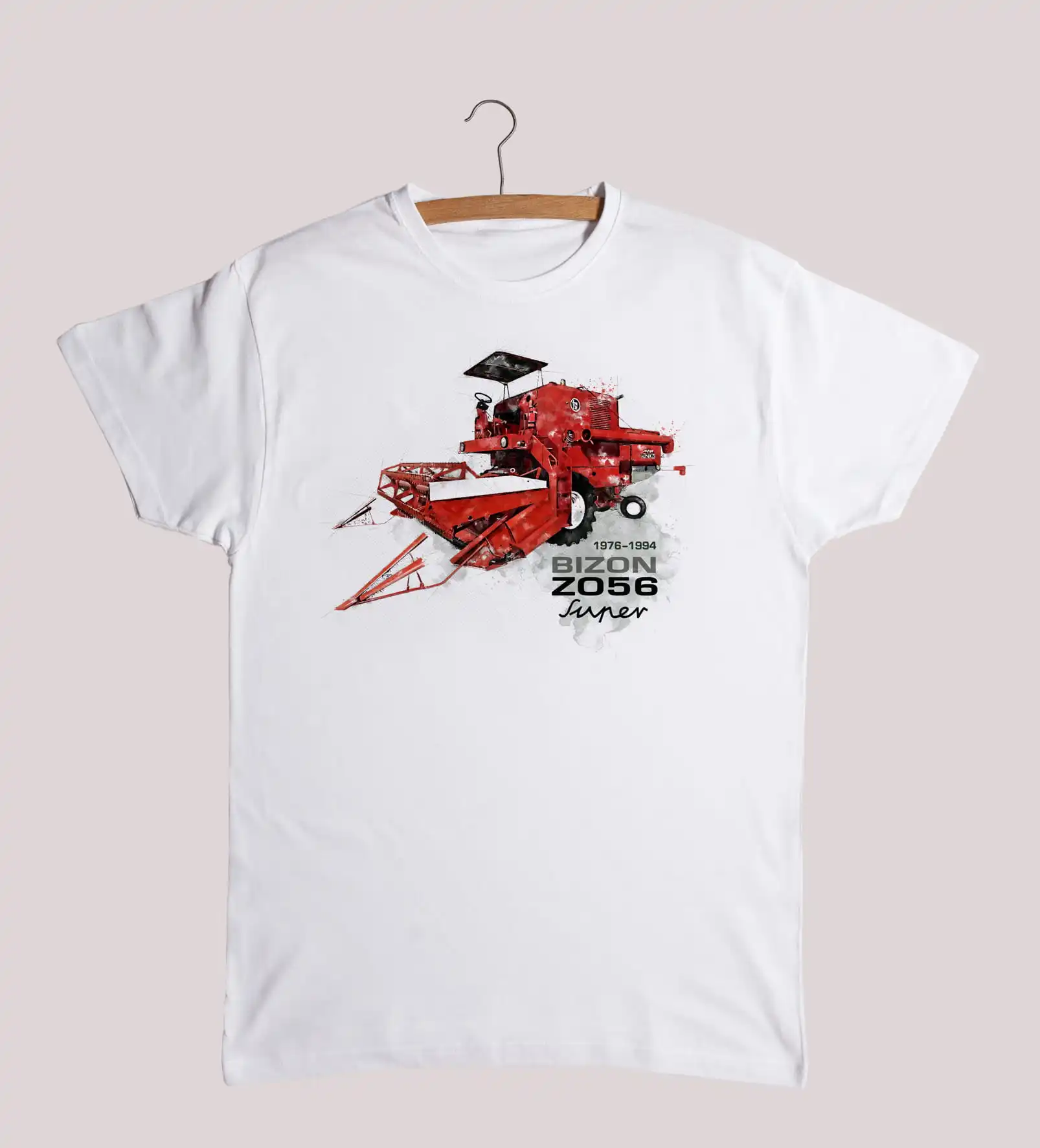 Poland Built Bizon Z056 Super Combine Harvester T-Shirt. Summer Cotton Short Sleeve O-Neck Mens T Shirt New S-3XL