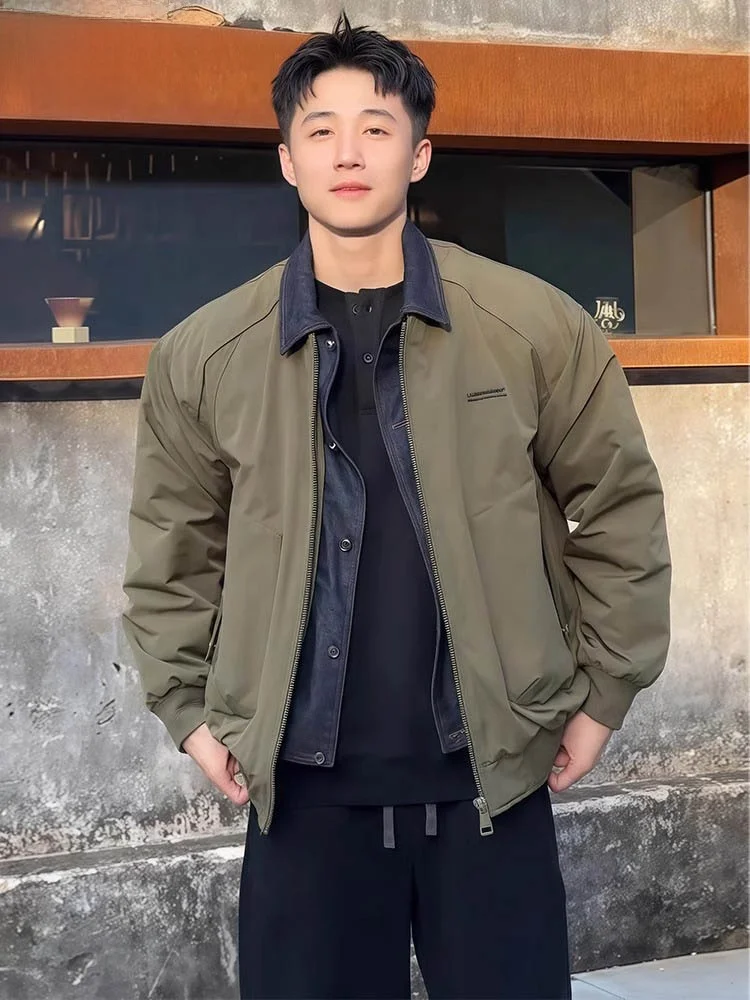 

Military een ort Thiened Jaet Men's Faion Brand Winter American Retro Collar Workwear Cotton Clothes Outerwear