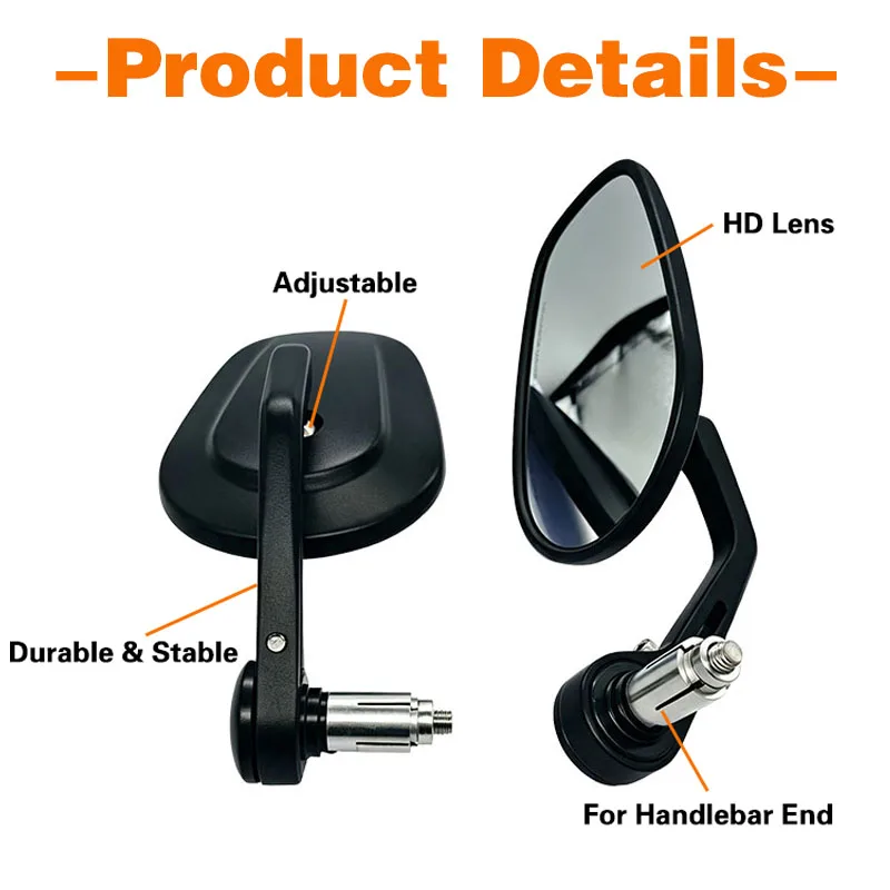 Motorrad-Lenker-Rückspiegel, universell passend für 7/8" (22 mm) Lenker, Rückspiegel für Kawasaki Z650, Z900, Ducati Panigale V2. – Detail 5