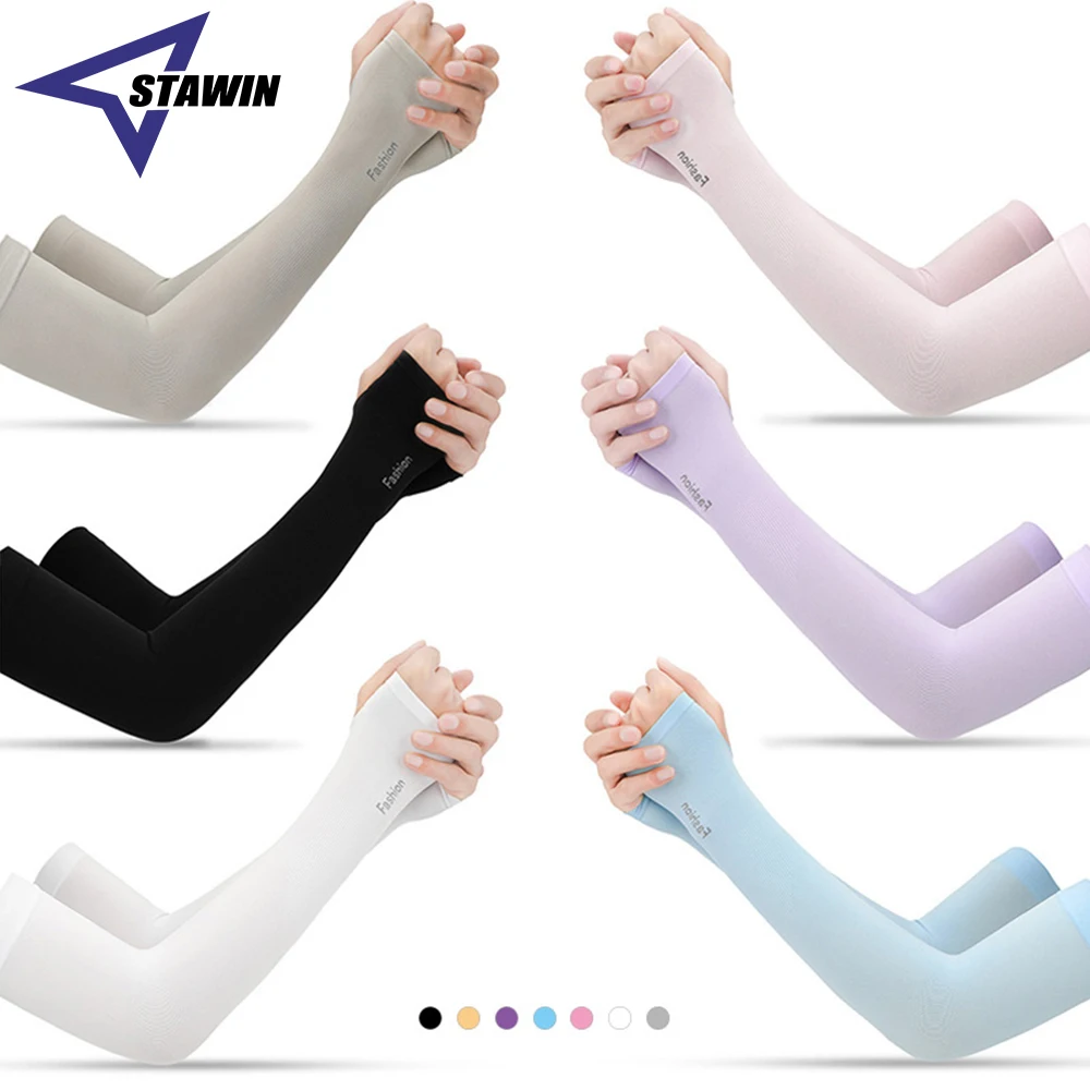 1 Pair Men Women Arm Sleeves Sun UV Protection Ice Cool Arm Cover Arm Warmers for Cycling Fishing Running Driving Climbing Sport