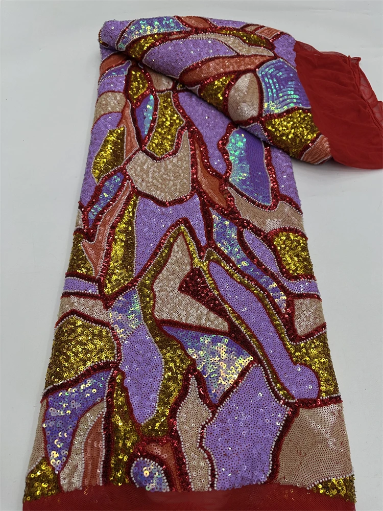 

African 3D Butterfly Lace Fabric 2026 High Quality 5 Yards Nigerian Sequins Tulle Fabric French Material For Wedding Party Dress