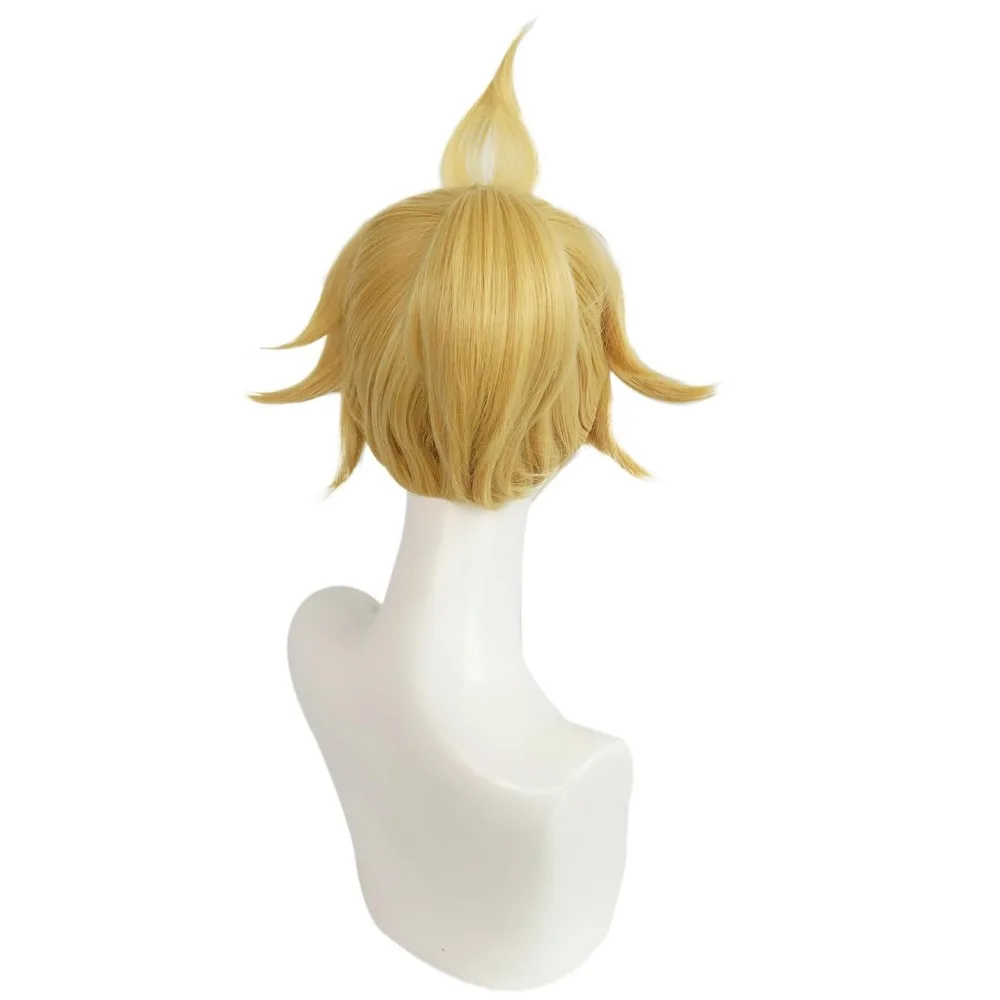 شعر مستعار قصير أصفر متموج على شكل ذيل حصان مع الانفجارات شقراء التوأم الأخوة الأخوات تأثيري هالوين موضوع حفلة هيربيسي حلية