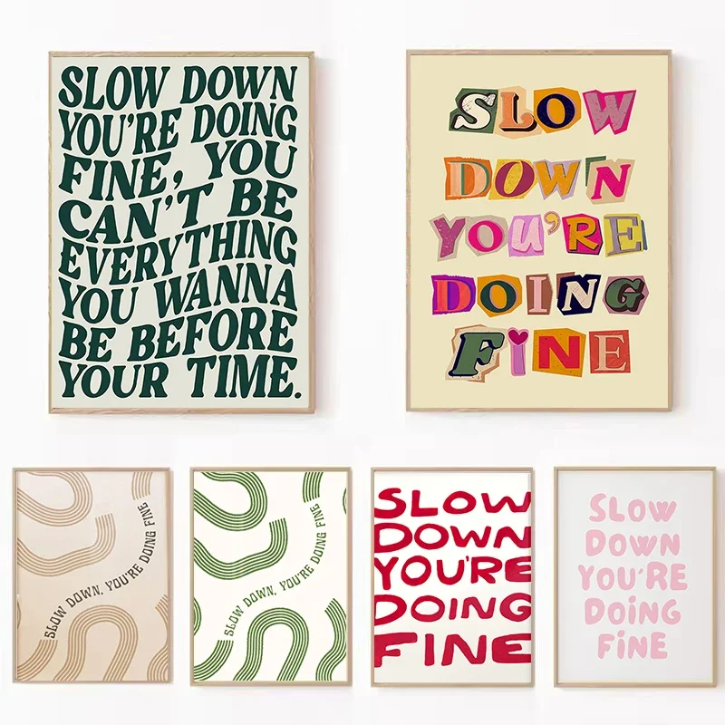 Póster de lienzo inspirador lento, estás haciendo, recordatorio diario, impresiones artísticas de pared para sala de estar moderna, regalos de decoración del hogar