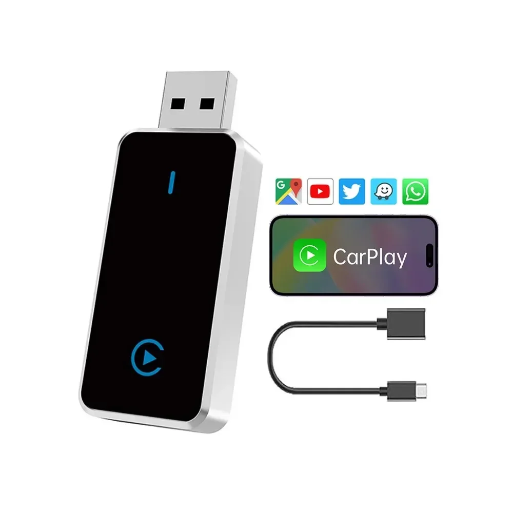 Adaptador CarPlay com fio para sem fio, AI Box Dongle, USB, apto para iOS 10 +