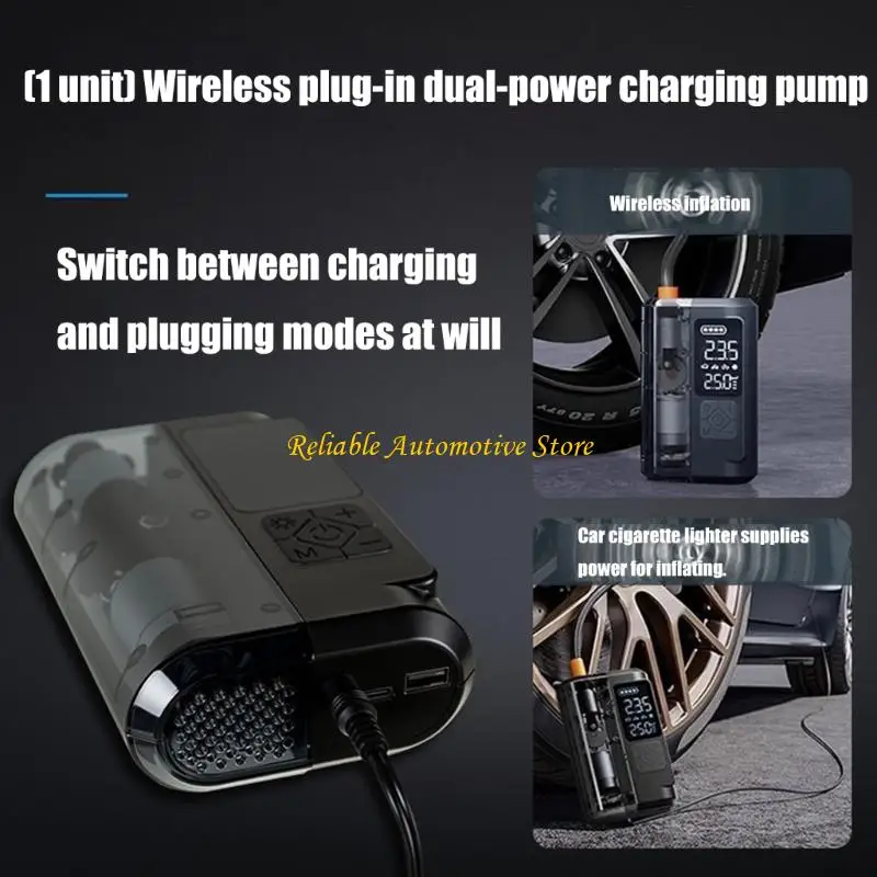 M68B Car Air Compressor Tire Inflator Air Pumps with Mobile Power Function for Car Bike Motorcycle Ball Tire Inflator Portable