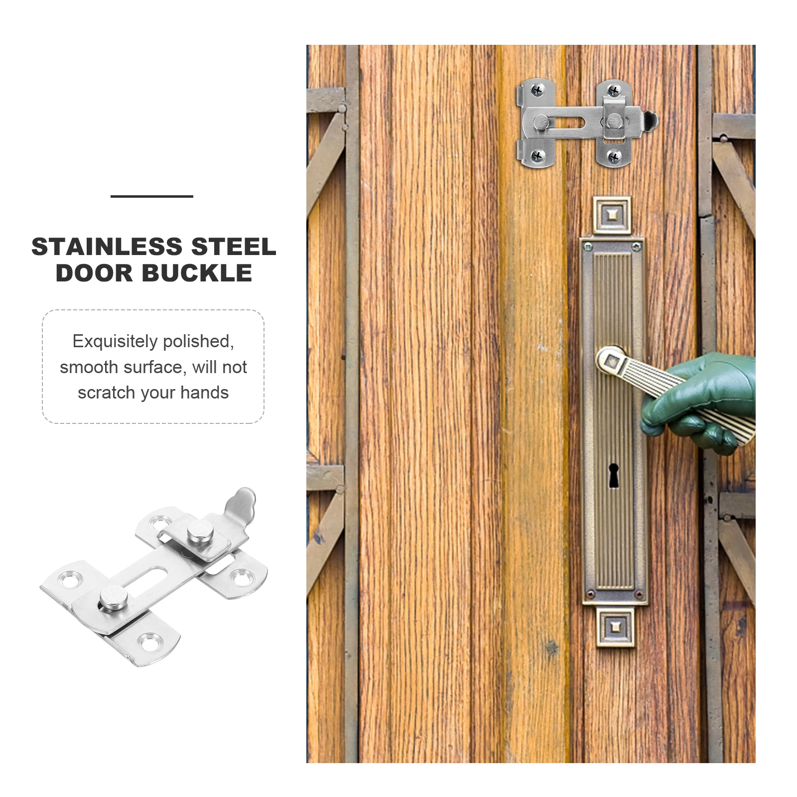 

1Pcs Durable Door Latch Stainless Steel Rust-Proof Anti-Theft Safety Lock Silver Household Window Gate Stainless Steel Latch