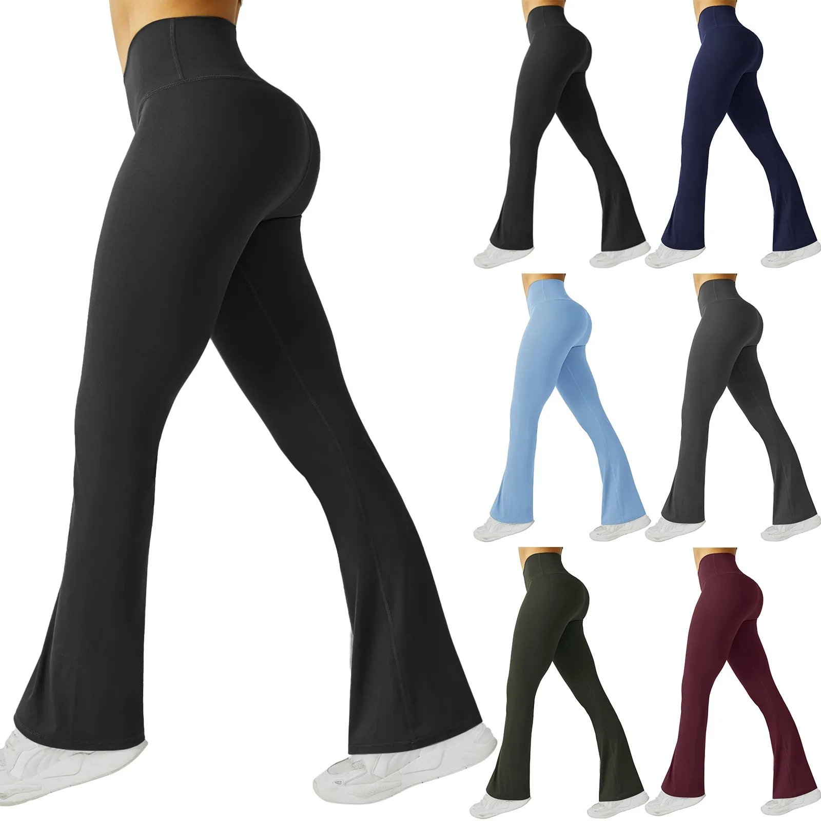 Womens Stretch Yoga Leggings Fitness Running Gym Sports Full Length Active Pants Flared Trousers Suministros Para Fiestas 2024