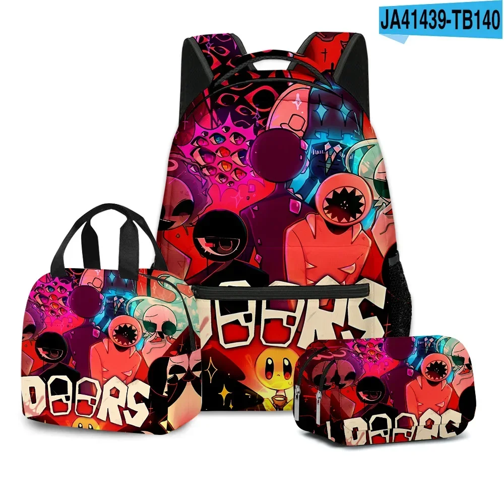 New Doors Blox Figure Peripheral Primary and Secondary School Students School Bag Lunch Bag Pencil Bag Anime School Bag Mochila