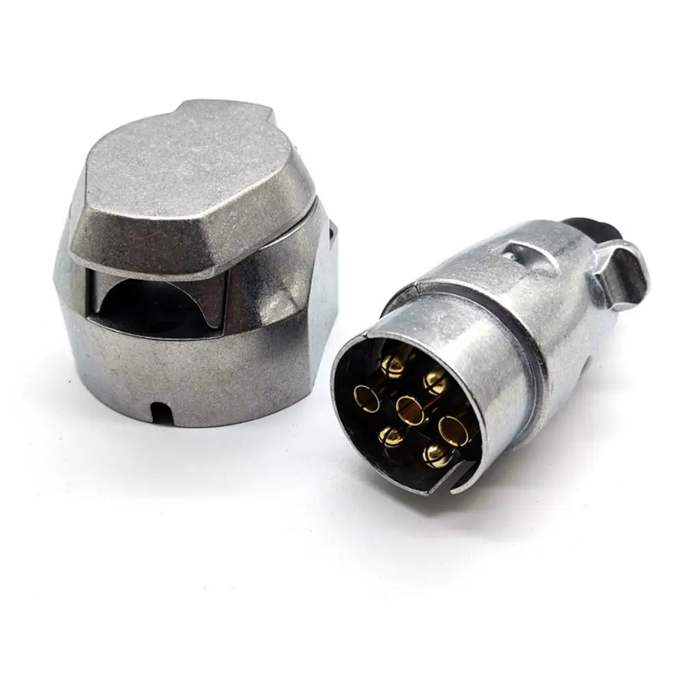1 Set 12V 7 Pin Trailer Plug Socket Rubber Seal Car Trailer Coupling Connector EU Plug Durable Trailers Accessories