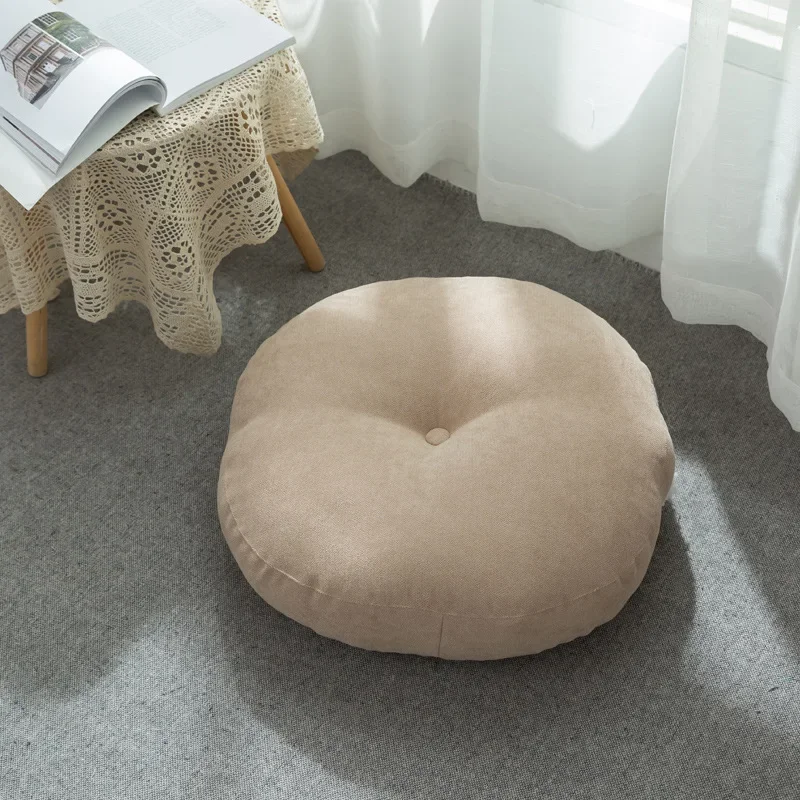 Round Shape Linen Seat Cushion Silk Cotton Core Tatami Cushion Pillow Home Decoration Soft Car Sofa Cushion Flax Round Sitting