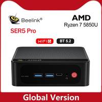 Beelink Mini PC SER5 Pro AMD Ryzen 7 5850U Home Desktop Gaming Computer DDR4 16G 32G 500GB 1TB NVME SSD 4K 60Hz WiFi 6 BT5.2