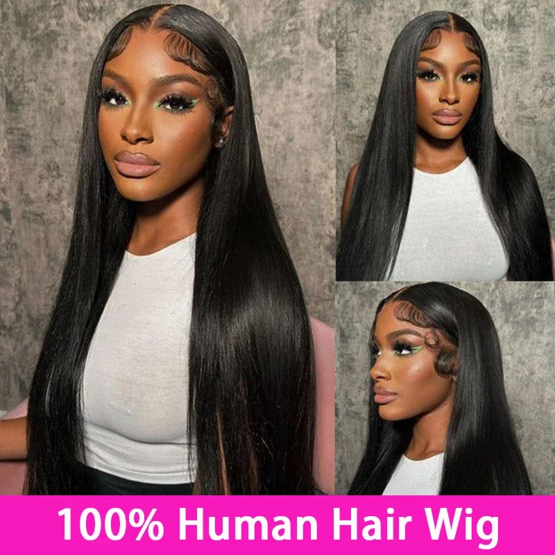 

13x6 HD Lace Frontal Wigs Natural Color Straight Human Hair Wigs 220%Density 36 inches Front Wig Brazilian Pre Plucked For Women