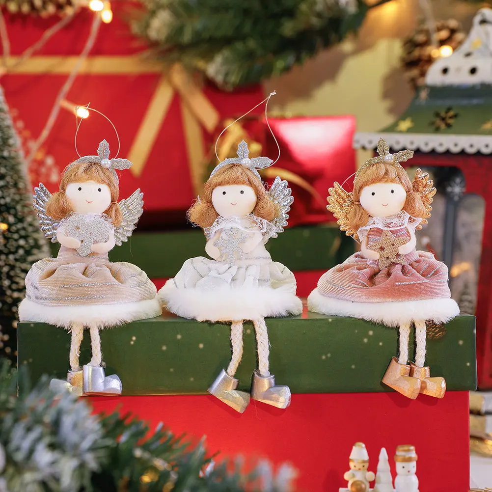 

3pcs Christmas Tree Hanging Ornament Angel Pendant Cute Xmas Decoration Party Gift Home Garden Fine Craftsmanship Soft Fabric