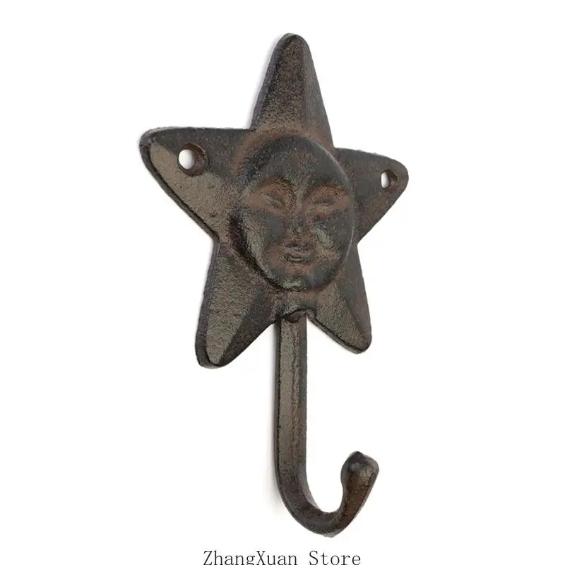 Einzelhaken aus Gusseisen mit lustigen Stern- oder Sonnenmotiven zum Aufhängen von Gegenständen, 3 x – Detail 3