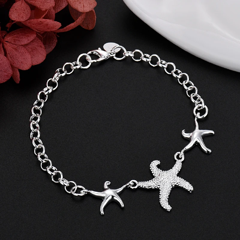 

Fine 925 Sterling Silver Bracelet Fishstar chain For Women luxury fashion party Wedding Jewelry lovers gift charms 20cm