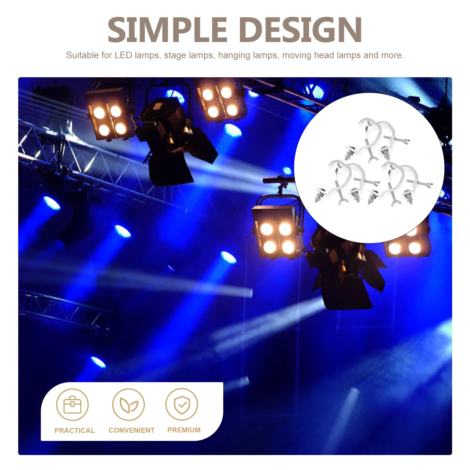 6 Pcs Truss Stage Lights Hooks Lamp Accessories Aluminum Alloy Clips Lighting Mount Silver Metal