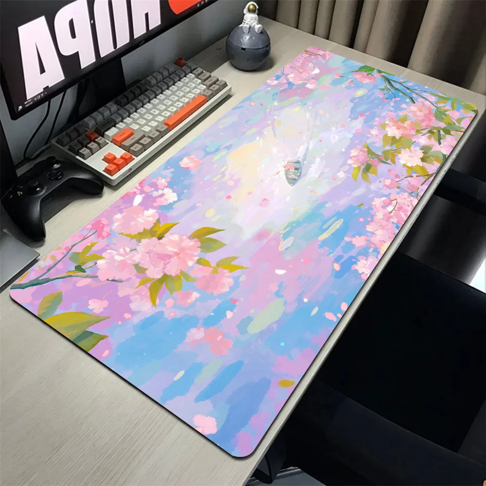 Tappetino per Mouse primaverile Cherry Blossom tappetino per Mouse tappetino da scrivania con accessori per giochi Pad Prime Gaming XXL Keyboard Pad