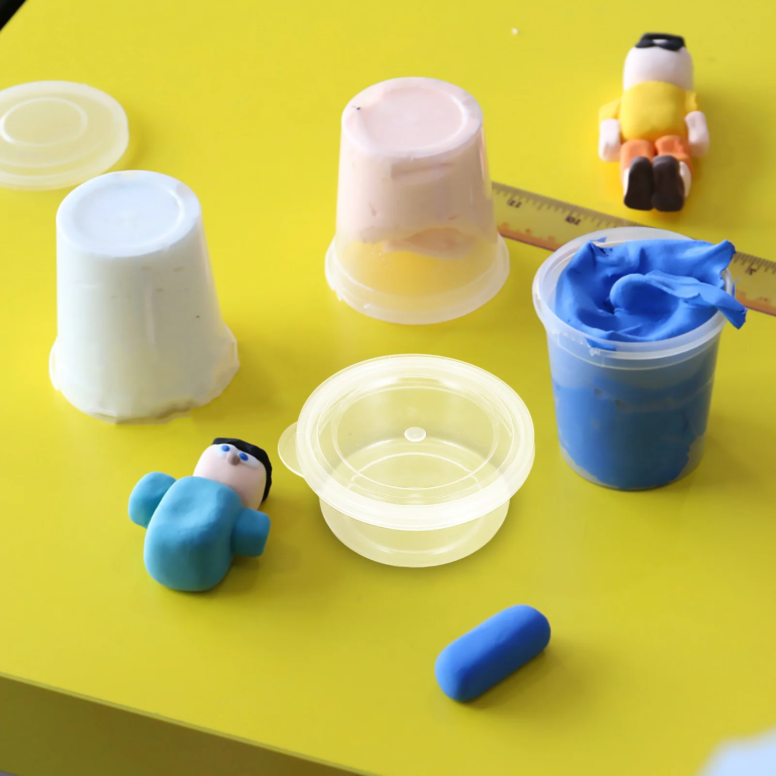 

20Pcs Mini Transparent Round Storage Box Plastic Containers for Clay Craft Desktop Organizer Small Parts Storage