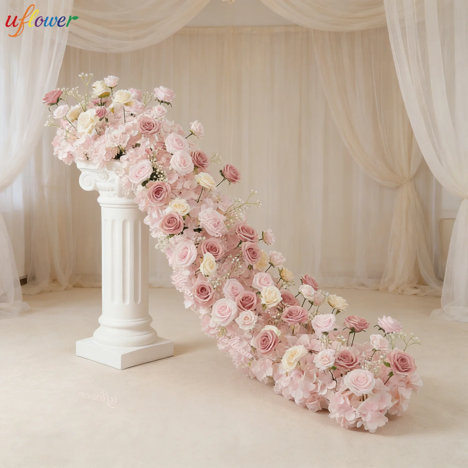 

Искусственные цветы Uflower класса люкс для свадебного декора: длинная цветочная дорожка, композиция для стены, арки, фоновое оформление