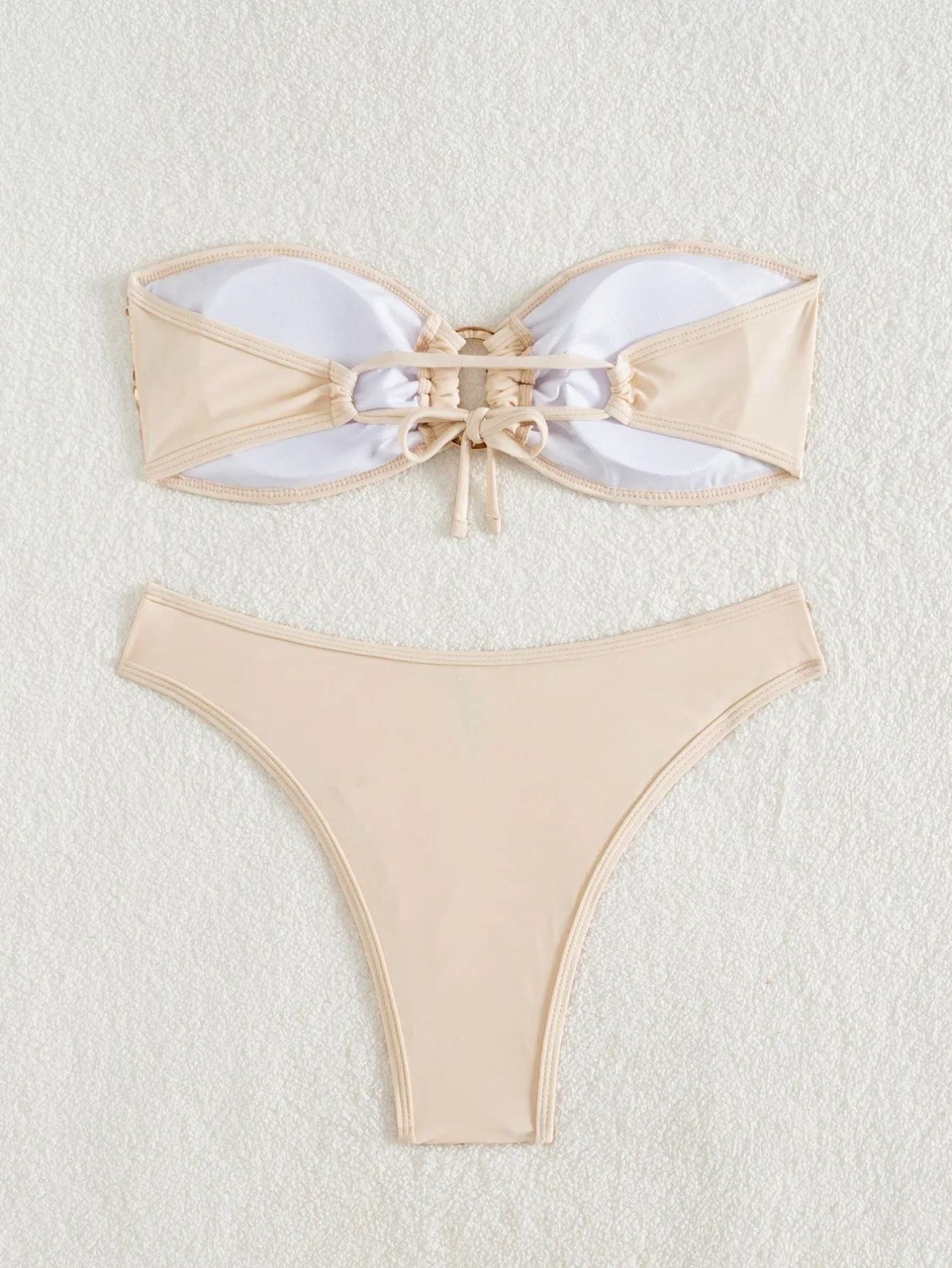 DEKA Gold Shiny Bandeau Bikini Set 2025 Women Sequin Front Ring Push Up Micro Swimsuit Summer Bathing Suit Thong Swimwear Biquin