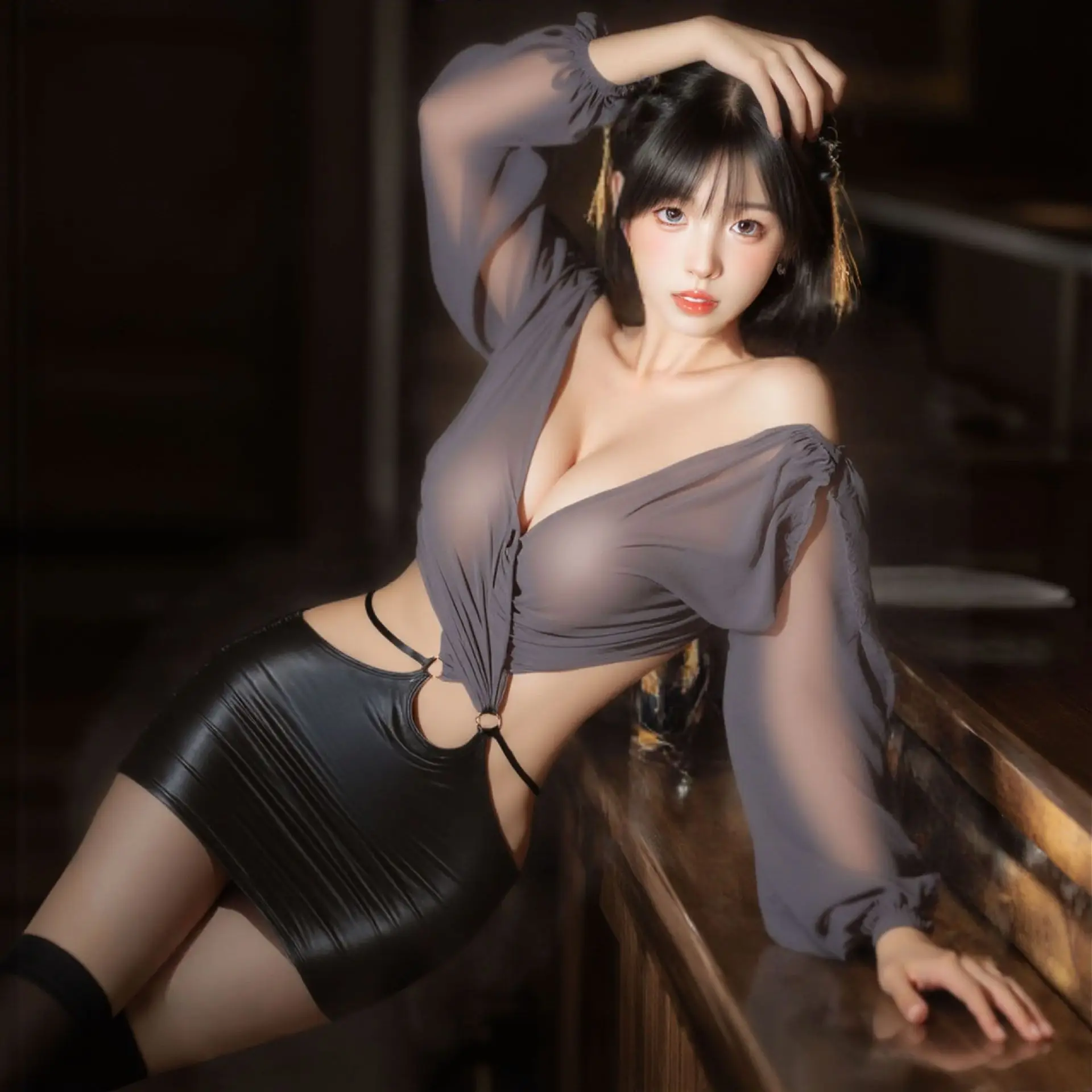 Lencería Sexy con escote en V profundo, lencería caliente con abertura lateral en la cintura, ropa de discoteca para secretaria de oficina, traje de lencería